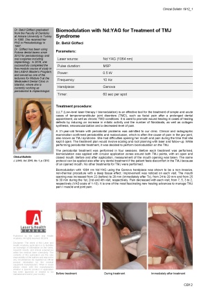 Biomodulation with Nd:YAG for Treatment of TMJ Syndrome