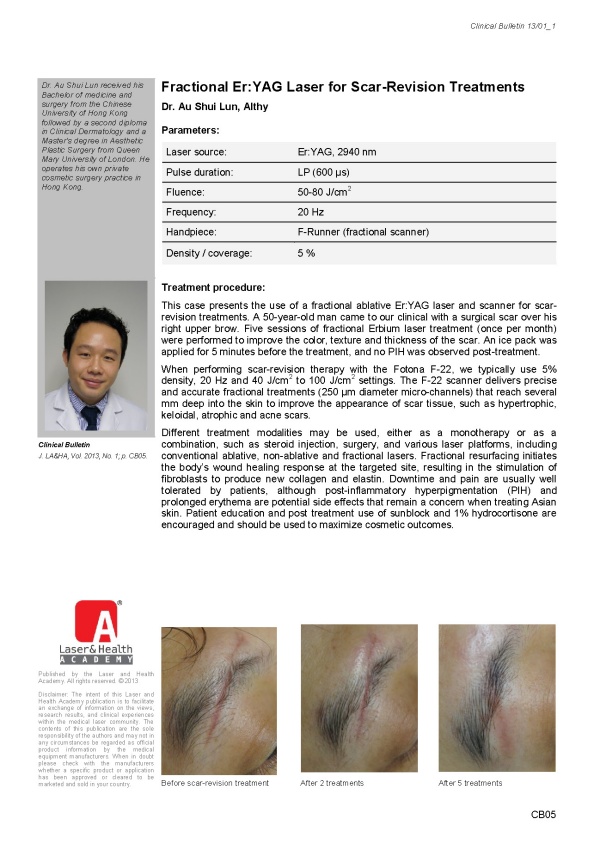 Fractional Er:YAG Laser for Scar-Revision Treatments